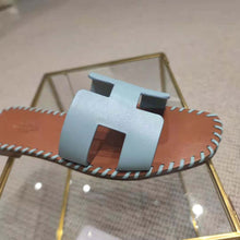 Load image into Gallery viewer, Hermes Women Oran Sandal in Braided Calfskin with Iconic H Cut-Out-Blue