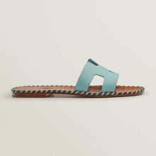 Load image into Gallery viewer, Hermes Women Oran Sandal in Braided Calfskin with Iconic H Cut-Out-Blue