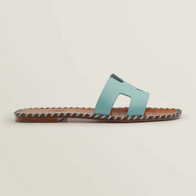 Load image into Gallery viewer, Hermes Women Oran Sandal in Braided Calfskin with Iconic H Cut-Out-Blue