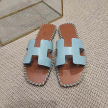 Load image into Gallery viewer, Hermes Women Oran Sandal in Braided Calfskin with Iconic H Cut-Out-Blue