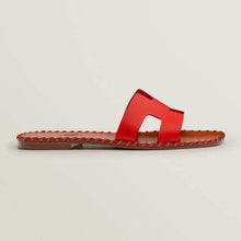 Load image into Gallery viewer, Hermes Women Oran Sandal in Braided Calfskin with Iconic H Cut-Out-Red