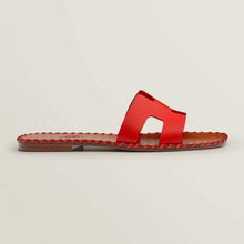 Load image into Gallery viewer, Hermes Women Oran Sandal in Braided Calfskin with Iconic H Cut-Out-Red