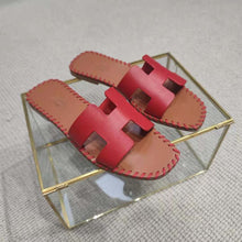 Load image into Gallery viewer, Hermes Women Oran Sandal in Braided Calfskin with Iconic H Cut-Out-Red