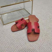 Load image into Gallery viewer, Hermes Women Oran Sandal in Braided Calfskin with Iconic H Cut-Out-Red