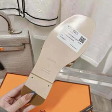 Load image into Gallery viewer, Hermes Women Oran Sandal in Calfskin and H Canvas with Iconic H Cut-Out-Brown