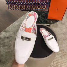 Load image into Gallery viewer, Hermes Women Oz Mule Goatskin "Brides De Gala Shadow"-White