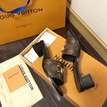 Load image into Gallery viewer, Louis Vuitton Lock It Mule Patent Monogram Canvas Black/Brown For Women LV 1A660F
