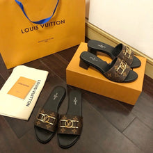 Load image into Gallery viewer, Louis Vuitton Lock It Mule Patent Monogram Canvas Black/Brown For Women LV 1A660F