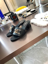 Load image into Gallery viewer, Louis Vuitton Lock It Mules Calfskin Leather Spring/Summer Collection Black