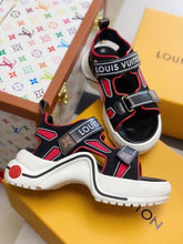 Load image into Gallery viewer, Louis Vuitton LV Archlight Flat Sandal Satin Red/Black For Women LV
