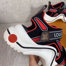 Load image into Gallery viewer, Louis Vuitton LV Archlight Flat Sandal Velvet Black/Red For Women LV