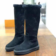 Load image into Gallery viewer, Louis Vuitton LV Women Breezy Half Boot in Black Suede Calf Leather with Monogram Canvas-Black