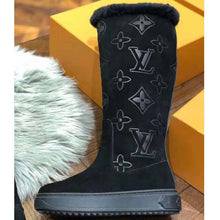 Load image into Gallery viewer, Louis Vuitton LV Women Breezy Half Boot in Black Suede Calf Leather with Monogram Canvas-Black