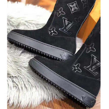 Load image into Gallery viewer, Louis Vuitton LV Women Breezy Half Boot in Black Suede Calf Leather with Monogram Canvas-Black