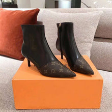 Load image into Gallery viewer, Louis Vuitton LV Women Cherie Ankle Boot Calf Leather Patent Monogram Canvas
