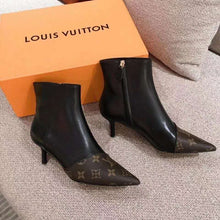 Load image into Gallery viewer, Louis Vuitton LV Women Cherie Ankle Boot Calf Leather Patent Monogram Canvas