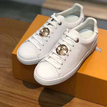 Load image into Gallery viewer, Louis Vuitton LV Women Frontrow Sneaker Gold-Tone LV Circle in White Calf Leather and Rubber
