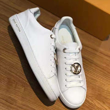 Load image into Gallery viewer, Louis Vuitton LV Women Frontrow Sneaker Gold-Tone LV Circle in White Calf Leather and Rubber
