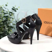 Load image into Gallery viewer, Louis Vuitton LV Women Horizon Platform Sandal Black Grained Calf