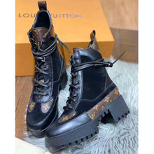 Load image into Gallery viewer, Louis Vuitton LV Women Laureate Platform Desert Boot in Soft Suede Calf Leather with Monogram Canvas-Black