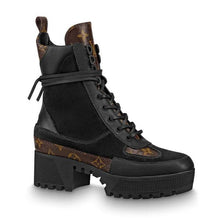 Load image into Gallery viewer, Louis Vuitton LV Women Laureate Platform Desert Boot in Soft Suede Calf Leather with Monogram Canvas-Black