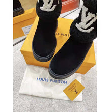 Load image into Gallery viewer, Louis Vuitton LV Women Snowdrop Flat Ankle Boot Cognac Black Suede Calf Shearling