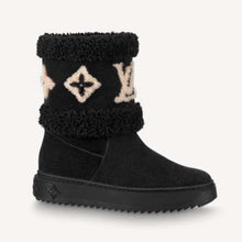 Load image into Gallery viewer, Louis Vuitton LV Women Snowdrop Flat Ankle Boot Cognac Black Suede Calf Shearling