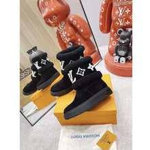 Load image into Gallery viewer, Louis Vuitton LV Women Snowdrop Flat Ankle Boot Cognac Black Suede Calf Shearling