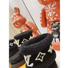 Load image into Gallery viewer, Louis Vuitton LV Women Snowdrop Flat Ankle Boot Cognac Black Suede Calf Shearling