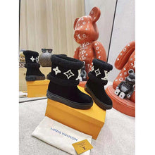 Load image into Gallery viewer, Louis Vuitton LV Women Snowdrop Flat Ankle Boot Cognac Black Suede Calf Shearling