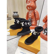 Load image into Gallery viewer, Louis Vuitton LV Women Snowdrop Flat Ankle Boot Cognac Black Suede Calf Shearling