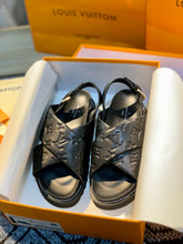 Load image into Gallery viewer, Louis Vuitton Paseo Flat Comfort Sandal Black For Women LV 1A9RDO