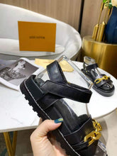 Load image into Gallery viewer, Louis Vuitton Paseo Flat Comfort Sandal Monogram Denim Black For Women LV