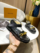 Load image into Gallery viewer, Louis Vuitton Paseo Flat Comfort Sandal Monogram Denim Black For Women LV