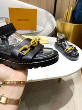 Load image into Gallery viewer, Louis Vuitton Paseo Flat Comfort Sandal Monogram Denim Black For Women LV