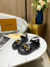 Load image into Gallery viewer, Louis Vuitton Paseo Flat Comfort Sandal Monogram Denim Black For Women LV