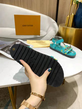 Load image into Gallery viewer, Louis Vuitton Paseo Flat Comfort Sandal Monogram Denim Blue For Women LV