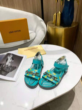 Load image into Gallery viewer, Louis Vuitton Paseo Flat Comfort Sandal Monogram Denim Blue For Women LV