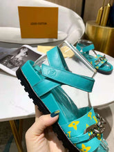 Load image into Gallery viewer, Louis Vuitton Paseo Flat Comfort Sandal Monogram Denim Blue For Women LV
