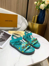 Load image into Gallery viewer, Louis Vuitton Paseo Flat Comfort Sandal Monogram Denim Blue For Women LV