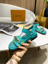 Load image into Gallery viewer, Louis Vuitton Paseo Flat Comfort Sandal Monogram Denim Blue For Women LV