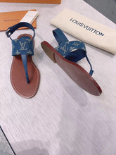Load image into Gallery viewer, Louis Vuitton Starboard Flat Thong Sandal Monogram Denim Blue For Women LV 1A7RDP