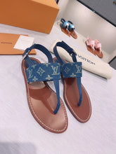 Load image into Gallery viewer, Louis Vuitton Starboard Flat Thong Sandal Monogram Denim Blue For Women LV 1A7RDP