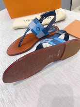Load image into Gallery viewer, Louis Vuitton Starboard Flat Thong Sandal Monogram Denim Blue For Women LV