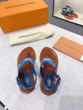 Load image into Gallery viewer, Louis Vuitton Starboard Flat Thong Sandal Monogram Denim Blue For Women LV