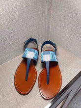 Load image into Gallery viewer, Louis Vuitton Starboard Flat Thong Sandal Monogram Denim Blue For Women LV