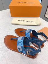 Load image into Gallery viewer, Louis Vuitton Starboard Flat Thong Sandal Monogram Denim Blue For Women LV