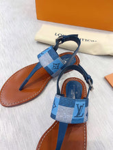 Load image into Gallery viewer, Louis Vuitton Starboard Flat Thong Sandal Monogram Denim Blue For Women LV