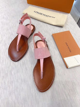 Load image into Gallery viewer, Louis Vuitton Starboard Flat Thong Sandal Monogram Denim Pink For Women LV