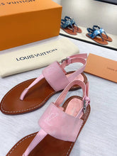 Load image into Gallery viewer, Louis Vuitton Starboard Flat Thong Sandal Monogram Denim Pink For Women LV